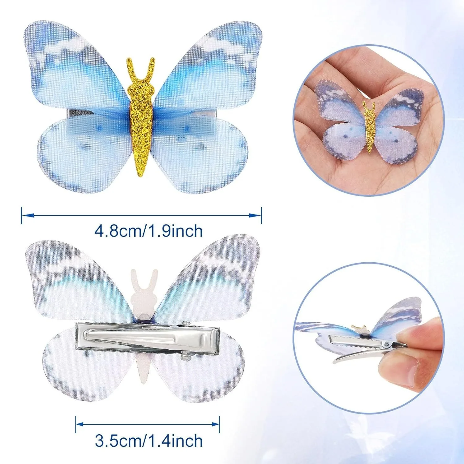 10pcs Princess Super Fairy Gradient Butterfly Hair Clip Headpiece Bohemian Style Braided Curly Hair Cute and Playful Hair Clip