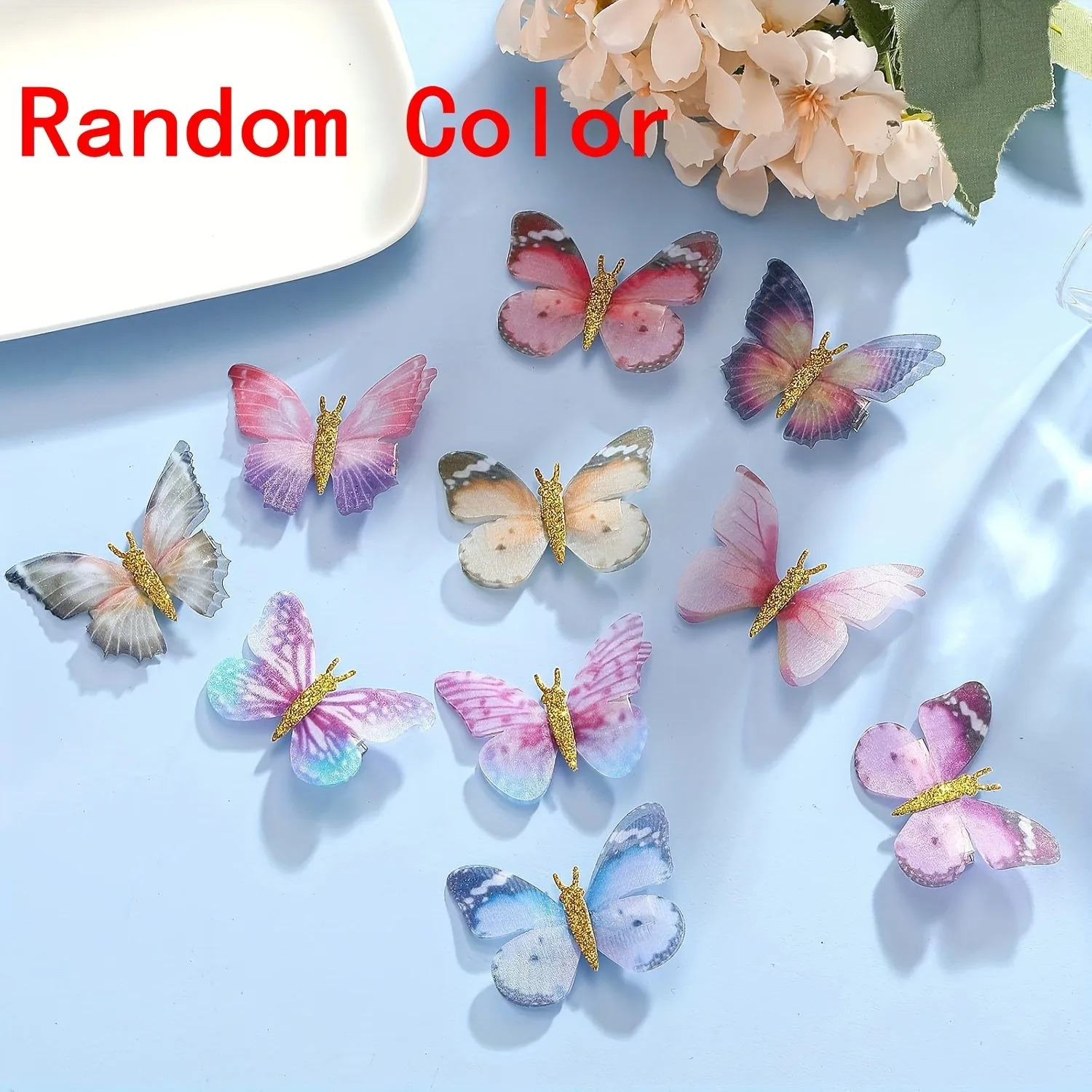 10pcs Princess Super Fairy Gradient Butterfly Hair Clip Headpiece Bohemian Style Braided Curly Hair Cute and Playful Hair Clip