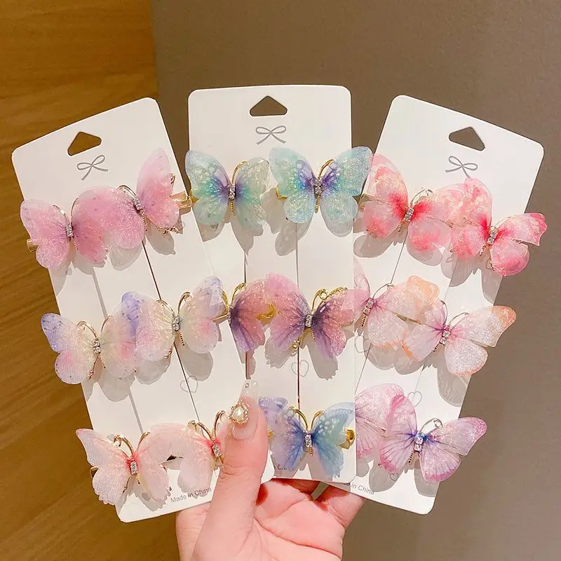 10pcs Princess Super Fairy Gradient Butterfly Hair Clip Headpiece Bohemian Style Braided Curly Hair Cute and Playful Hair Clip