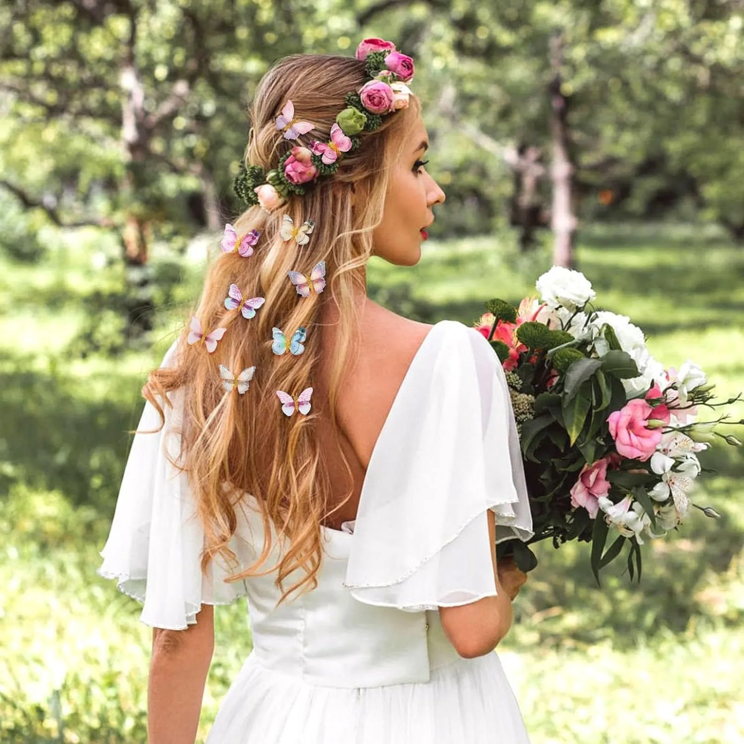 10pcs Princess Super Fairy Gradient Butterfly Hair Clip Headpiece Bohemian Style Braided Curly Hair Cute and Playful Hair Clip
