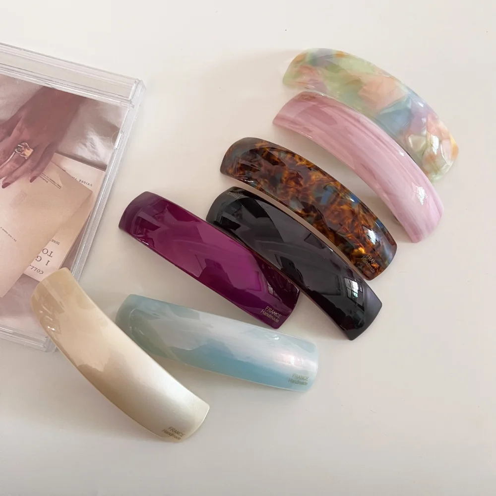1Pc Fashion Curve French Barrette Clips For Women Pearly Luster Acetate Hair Clips For Half-up, Updo Elegant Hairpin Accessories