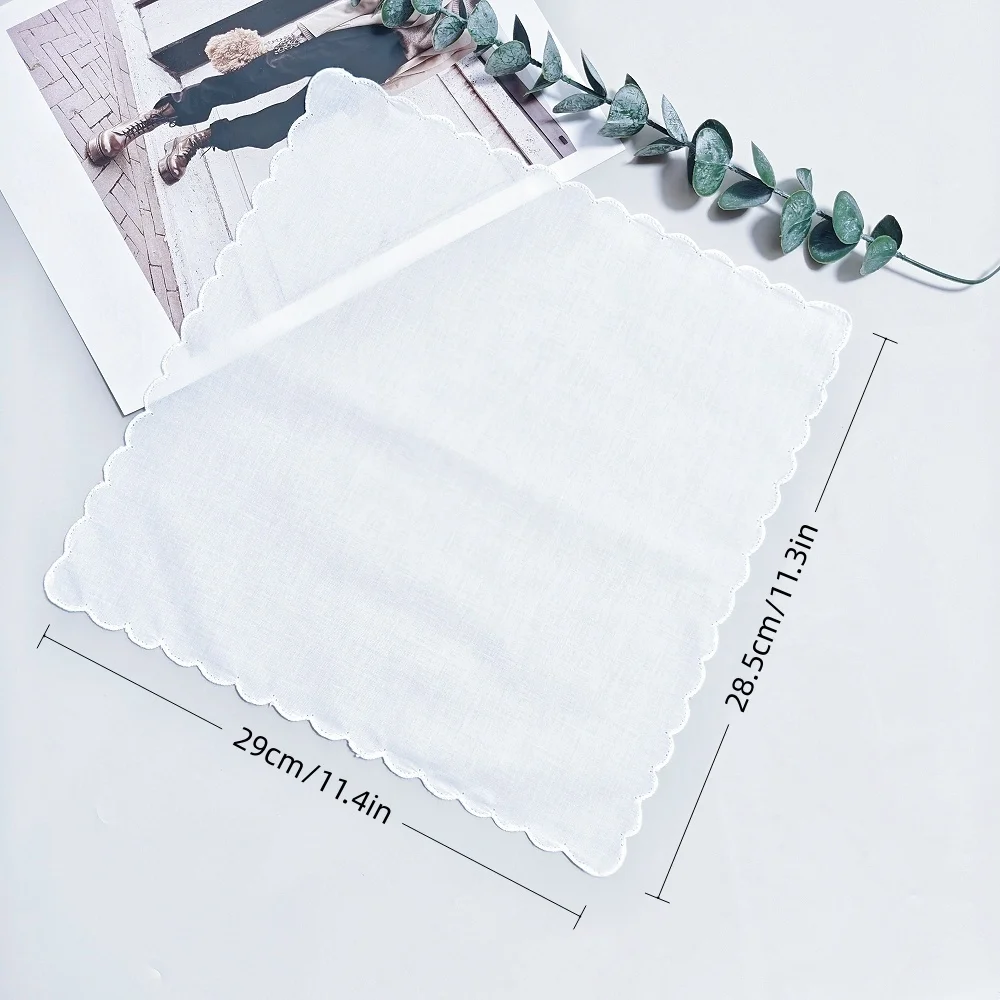 Wedding Season 2PCs Pure White Cotton Happy Handkerchief to Send Friends to Send Mother 29cm/11.4in Thin.