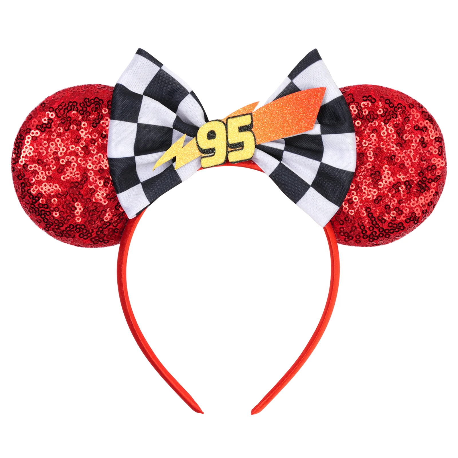 1pc Glitter Mouse Ear Headband with Cartoon Car Pattern Cute Headband Suitable for Theme Park Parties Wear Perfect Gifts