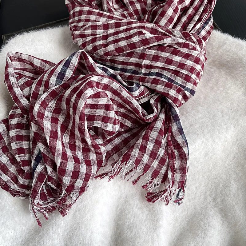 Luxury Plaid Cotton Linen Women's Scarf Autumn Warm Neckerchief Pashmina Foulard Female Soft Bufanda Muffler Scarves