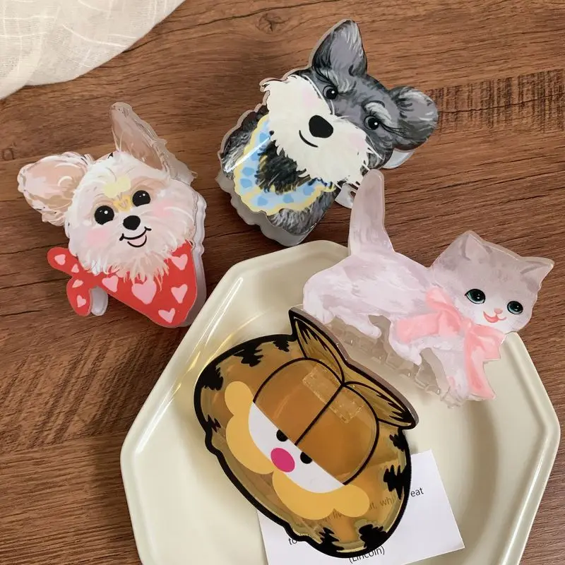 1PC Cute cartoon puppy scratch clip, new model, high-end and sweet temperament clip headband at the back of the head