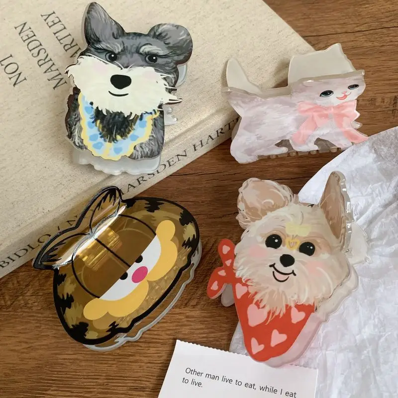1PC Cute cartoon puppy scratch clip, new model, high-end and sweet temperament clip headband at the back of the head