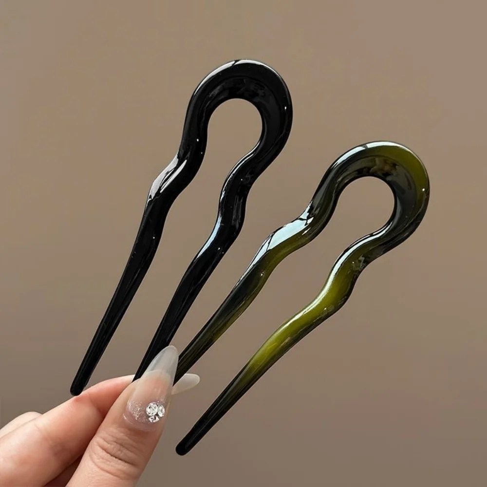 U-Shaped Hair Fork Fashion Tortoiseshell Acetate Acrylic Hairpin Geometric Headwear Hair Sticks Women Girls Hair Accessories