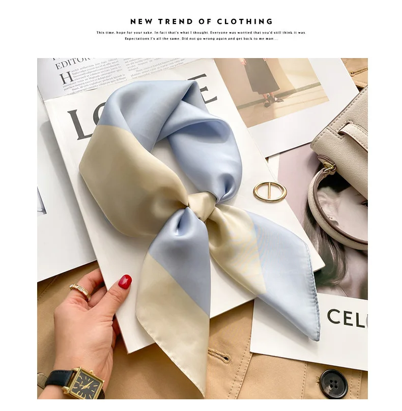 Brand Floral Print Silk Square Scarf Women Soft Satin Kerchief Hairband Neckerchief Head Hijab Lady Headband Foulard Bag Ribbon