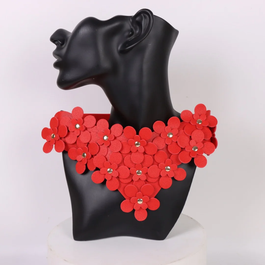 UYEE Handmade Leather Flower Collar for Women Sexy Holiday Decoration Accessory Belt Unique Combination Design