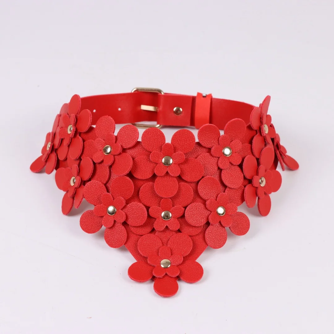 UYEE Handmade Leather Flower Collar for Women Sexy Holiday Decoration Accessory Belt Unique Combination Design