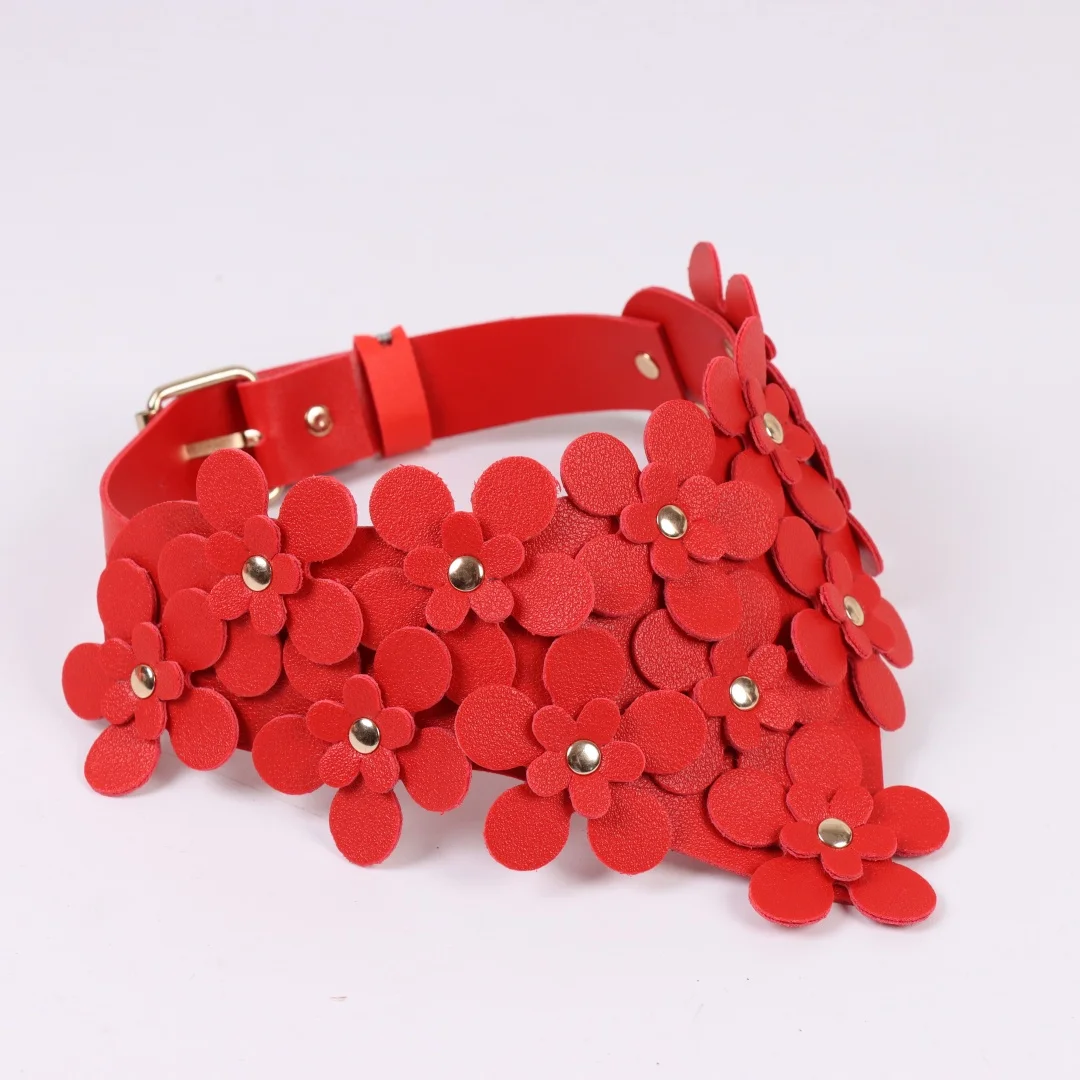 UYEE Handmade Leather Flower Collar for Women Sexy Holiday Decoration Accessory Belt Unique Combination Design