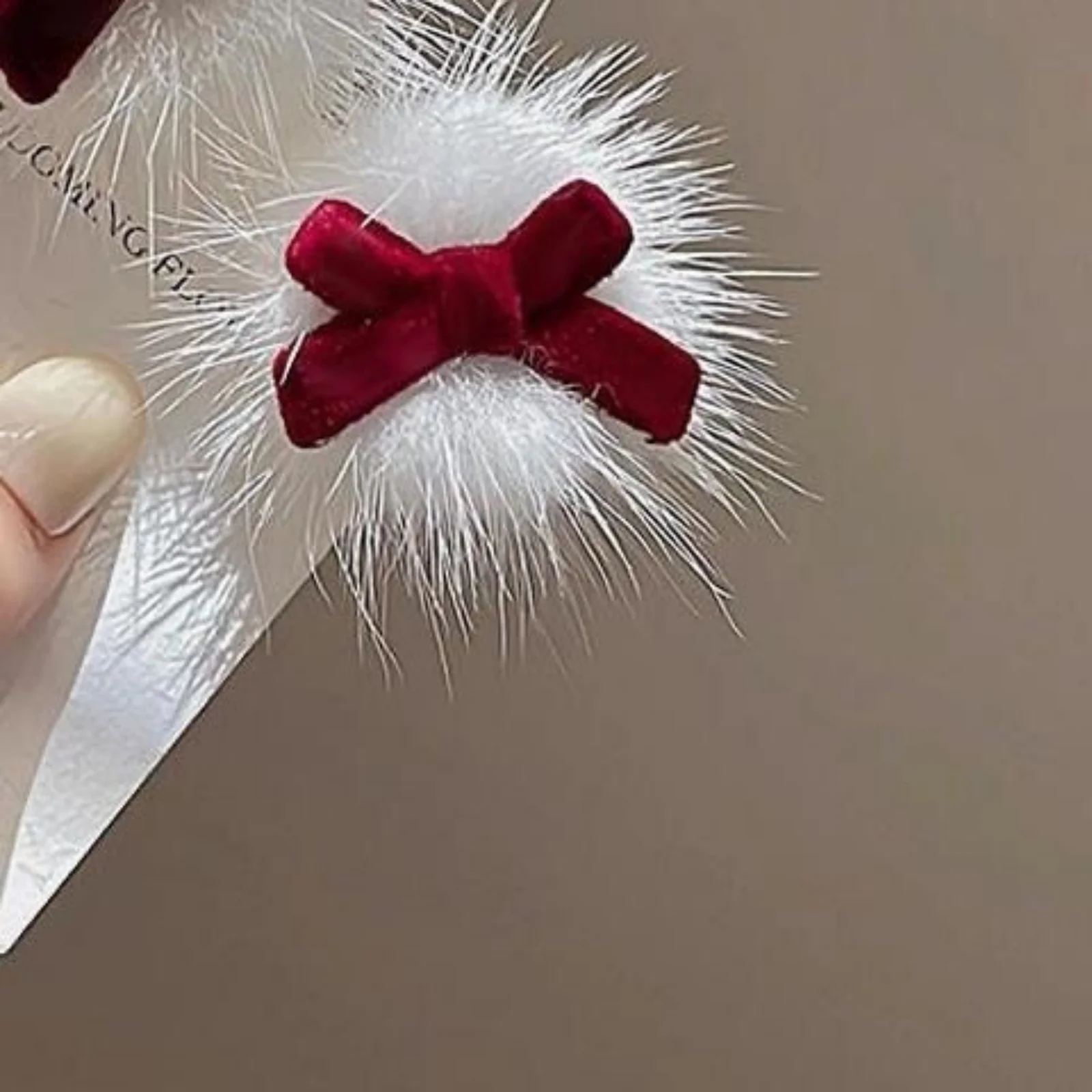 4pcs Christmas & New Year Red Bow Plush Side Duckbill Clip Hair Ornament is suitable for women to wear