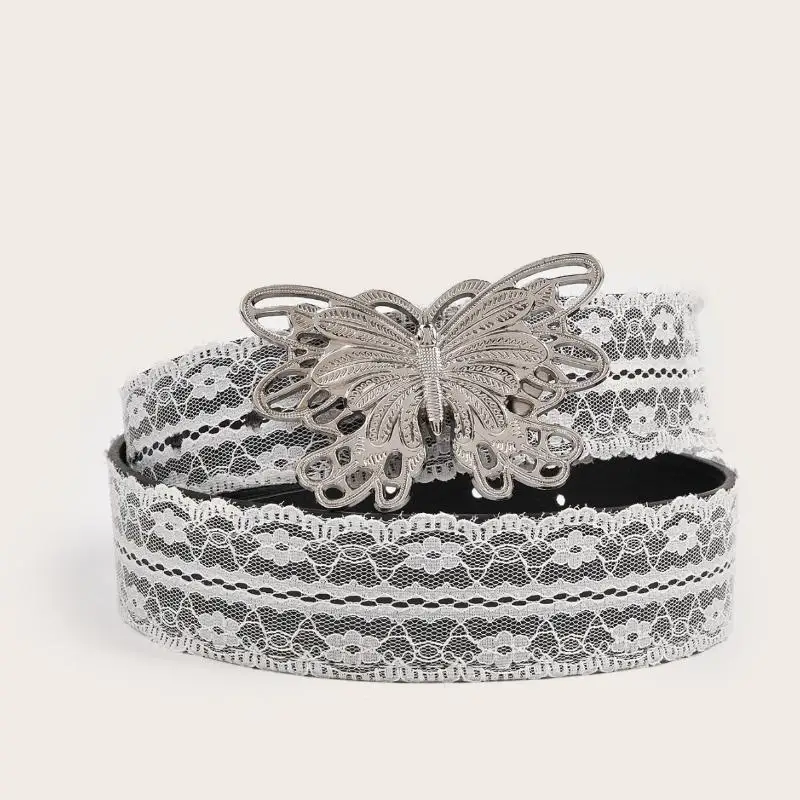 Beautiful White Floral Lace Waist Belt; Adjustable All-match Fashion Accent for Women; Casual Waist Strap Decor Accessory Gift.