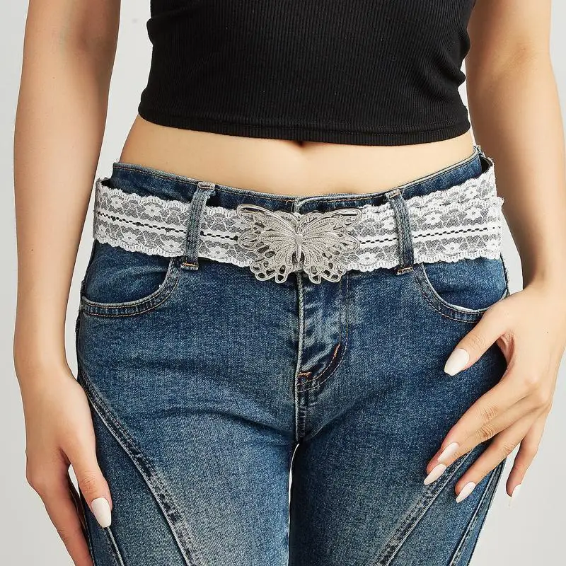 Beautiful White Floral Lace Waist Belt; Adjustable All-match Fashion Accent for Women; Casual Waist Strap Decor Accessory Gift.