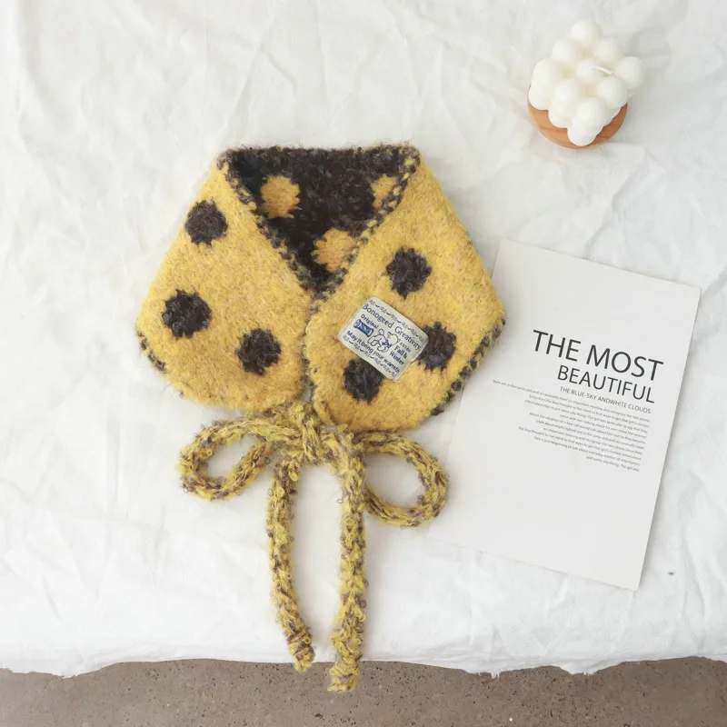 Korean Style Cute Polka-Dot Self-Tie Small Scarf Women's New All-Match Multifunctional Warm Ear Protection Headcloth Earmuffs