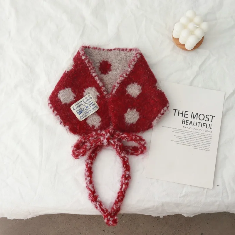 Korean Style Cute Polka-Dot Self-Tie Small Scarf Women's New All-Match Multifunctional Warm Ear Protection Headcloth Earmuffs
