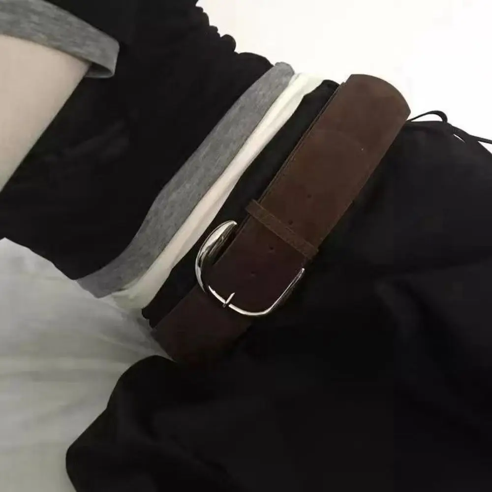 Maillard Styles Suede Leather Wide Belt Luxury Design Casual Pin Buckle Waistband Trendy Versatile Trouser Dress Belts Gifts