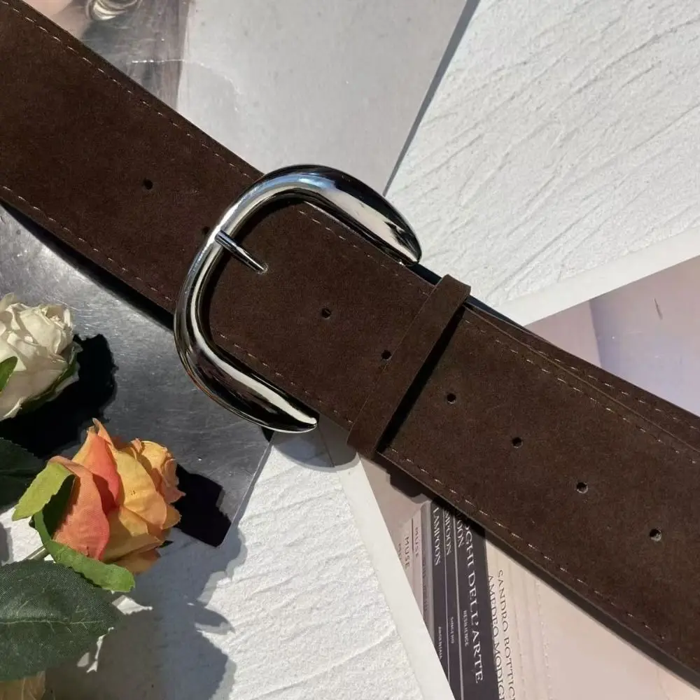 Maillard Styles Suede Leather Wide Belt Luxury Design Casual Pin Buckle Waistband Trendy Versatile Trouser Dress Belts Gifts