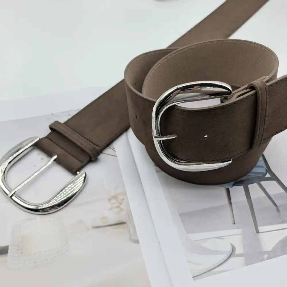 Maillard Styles Suede Leather Wide Belt Luxury Design Casual Pin Buckle Waistband Trendy Versatile Trouser Dress Belts Gifts