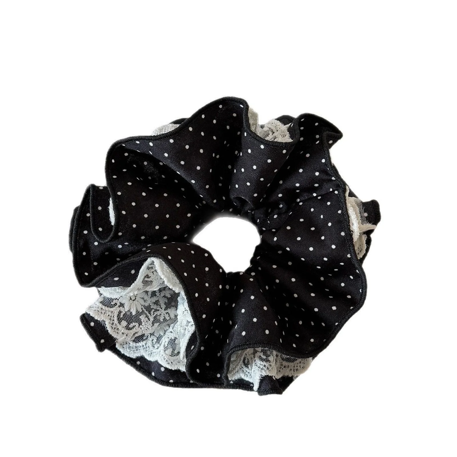 1pc Minimalist & Versatile Lace Ruffled Large Scrunchie Hair Accessory with High-End Feel 2025 New Style