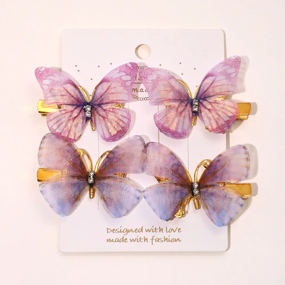 6Pcs Colorful Butterfly Hairpins Girl Hair Clips Barrettes Women Sweet Hair Ornament Rainbow Headwear Fashion Hair Accessories