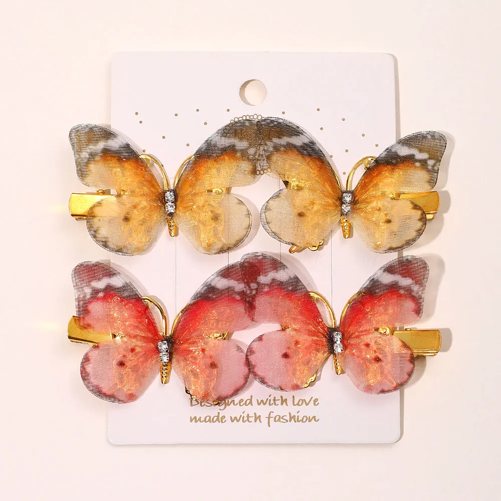 6Pcs Colorful Butterfly Hairpins Girl Hair Clips Barrettes Women Sweet Hair Ornament Rainbow Headwear Fashion Hair Accessories