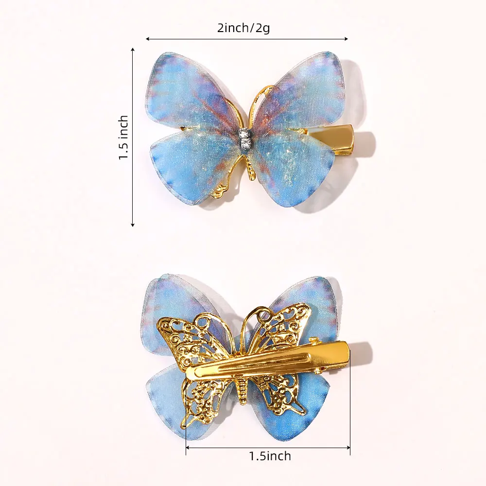 6Pcs Colorful Butterfly Hairpins Girl Hair Clips Barrettes Women Sweet Hair Ornament Rainbow Headwear Fashion Hair Accessories