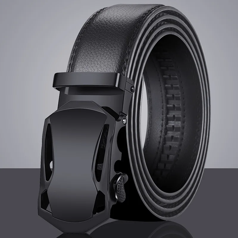 Alloy Automatic Buckle Men's Belt (Non-Iron, Rustproof), Premium Large Size Dress Belt for Business Casual, Lightweight Durable
