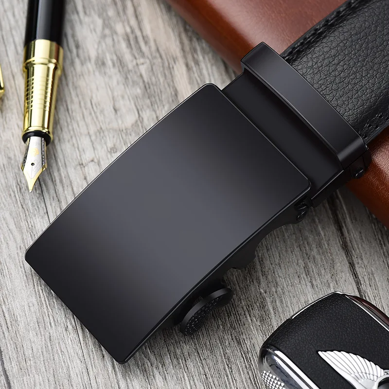 Alloy Automatic Buckle Men's Belt (Non-Iron, Rustproof), Premium Large Size Dress Belt for Business Casual, Lightweight Durable