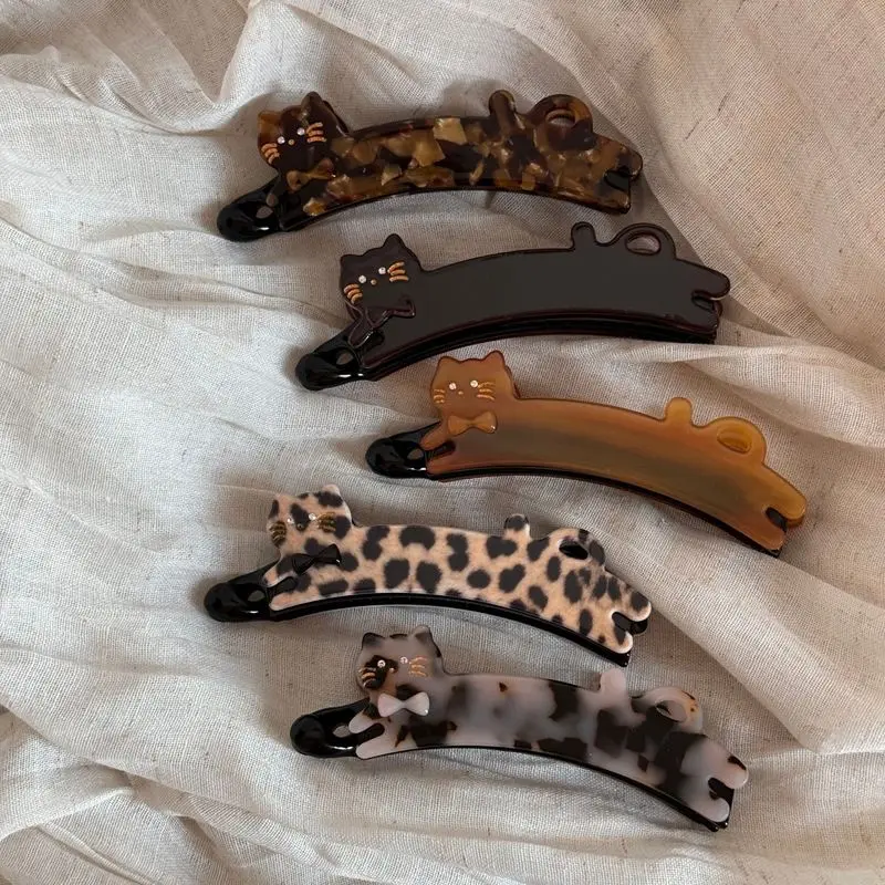 1pc Korean version of patch cat hair clip, women's back of the head vertical clip, ponytail hair clip, banana clip