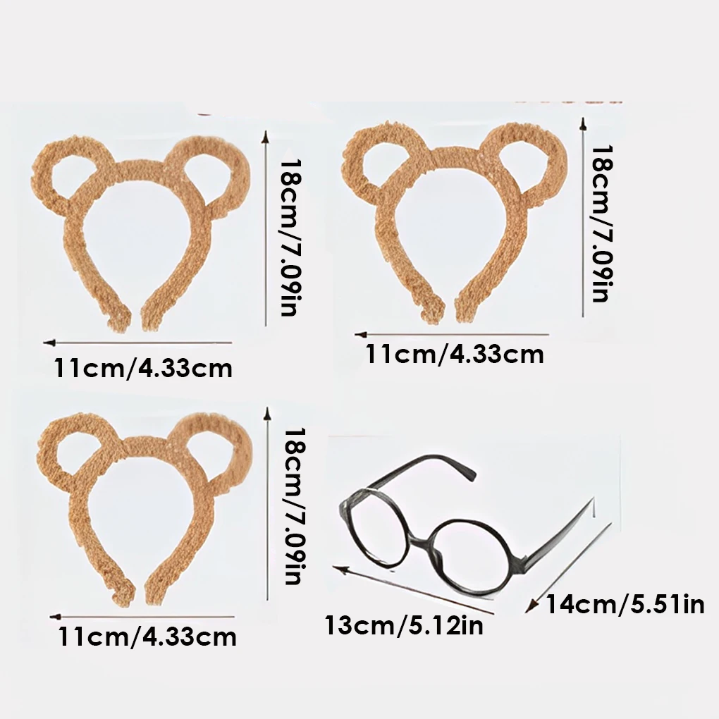 Soft Bear Ears Headbands Plush Mouse Hair Hoop for Washing Face Cartoon Animal Hairbands Halloween Costume Cosplay Headpiece