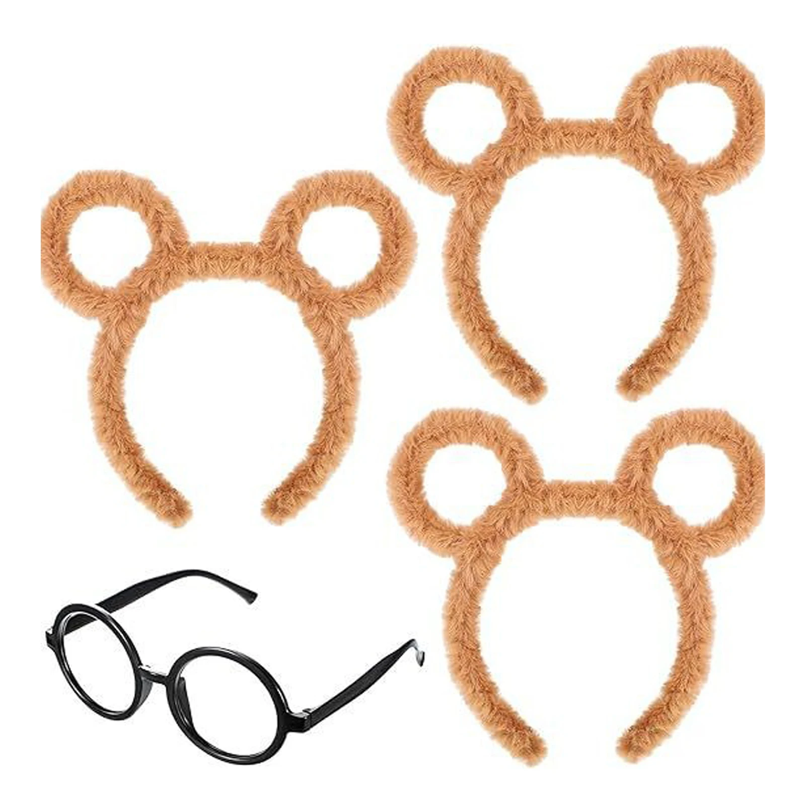 Soft Bear Ears Headbands Plush Mouse Hair Hoop for Washing Face Cartoon Animal Hairbands Halloween Costume Cosplay Headpiece