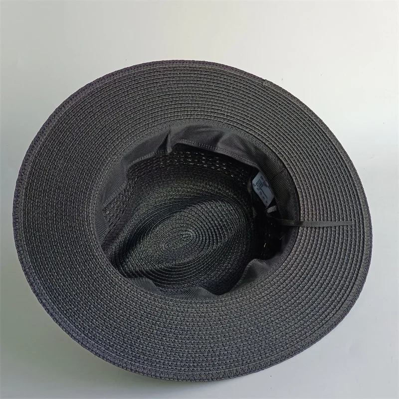 Beach hat straw hat pearl chain DIY flat top sun hat new Korean elastic ribbon hat beach hat candy color sun hat bonnet