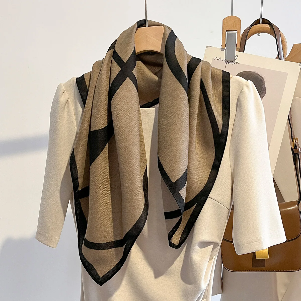65*65 Cotton Feel Neckerchief Women Geometric Patterns Square Scarf Spring Autumn Keep Warm Headscarf Foulard Bandana Neck Ties