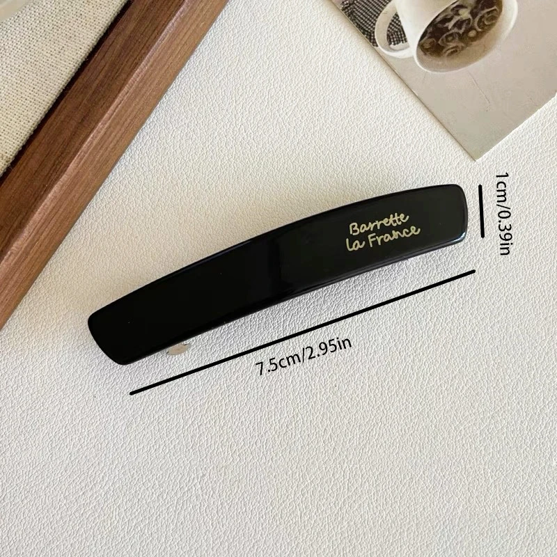 Elegant Gold Label Glossy Hairclip for Women Wide Side Acetic Acid Fashion Hairpin for Girls All-match Stylish Hair Accessory