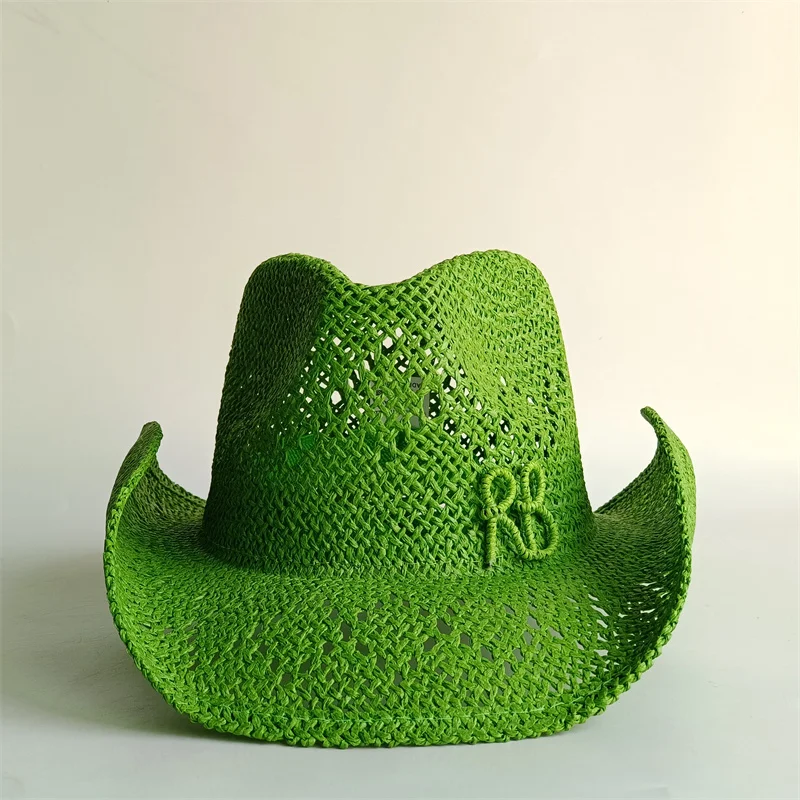 Western Cowboy Straw Hat Letter Straw Hats for Women Men Summer Outdoor Holidays Beach Sun Hat Straw Hats for Women Panama