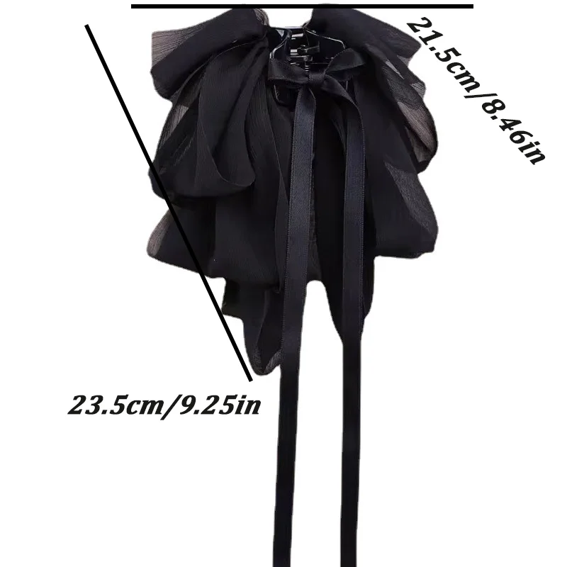 Elegant Simple Mesh Large Bow Hair Clip for Woman Temperament Tassel Bow Hair Pin Fashion Girl's Back of Her Head Hair Claw