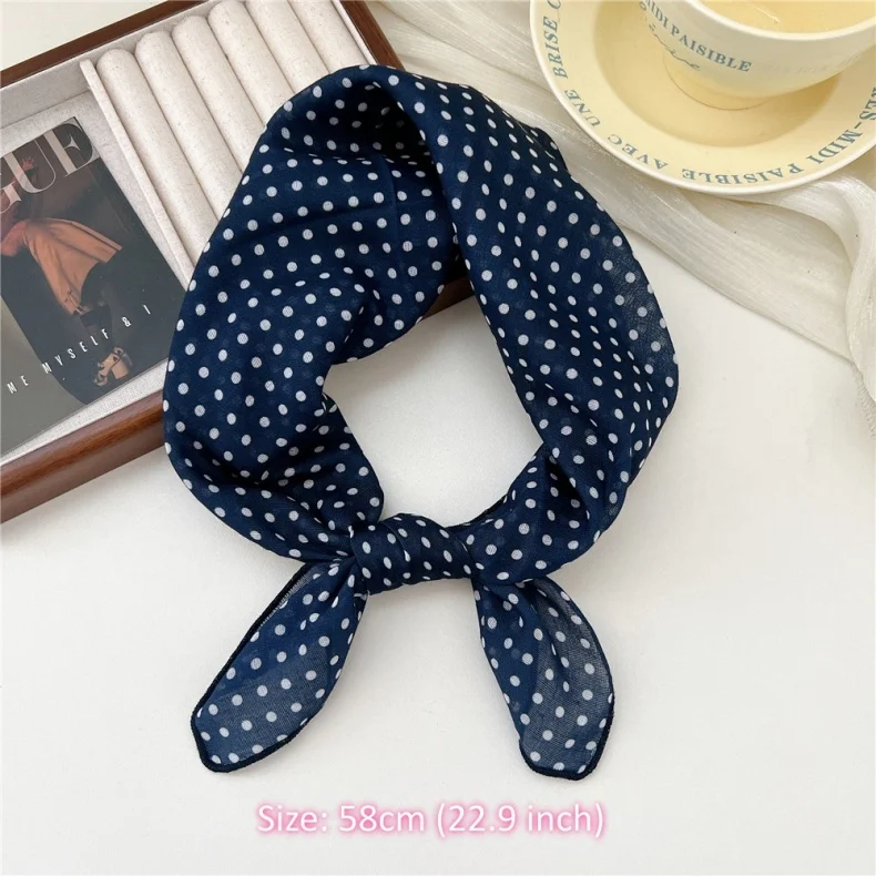 Small Linen-cotton Scarves For Women 58*58cm Lightweight Soft Breathable Neckerchief Boho Print Dot Paisley Bandana Hair Scarf