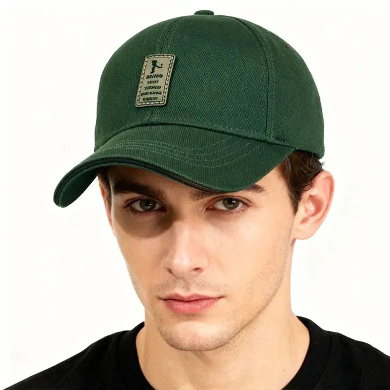 Khaki Vintage Fabric Label Baseball Cap for Men, Trendy and Versatile, Sunshade Duckbill Hat, Casual Soft Top, Flattering for Fa