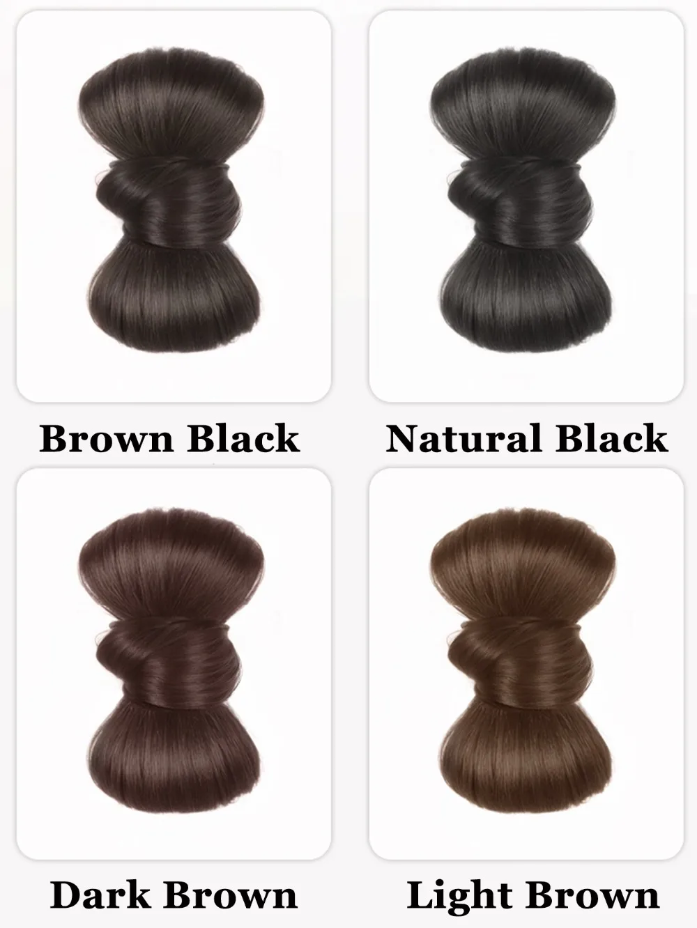 New Synthetic Hair Bun Claw Clip Bowknot Fluffy Bun Head Wig Natural Brown Black Hairpiece Women