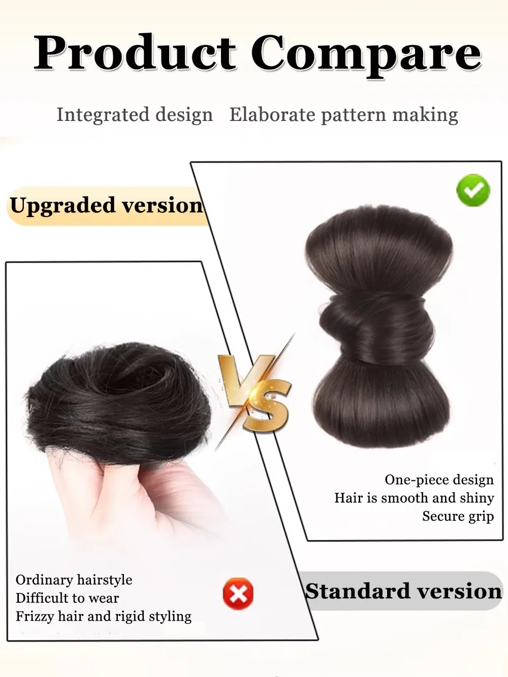 New Synthetic Hair Bun Claw Clip Bowknot Fluffy Bun Head Wig Natural Brown Black Hairpiece Women