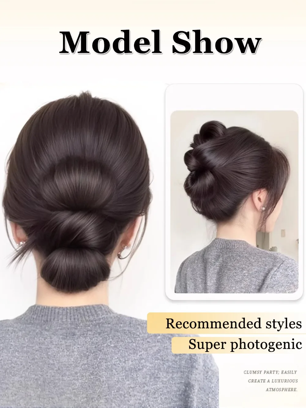 New Synthetic Hair Bun Claw Clip Bowknot Fluffy Bun Head Wig Natural Brown Black Hairpiece Women