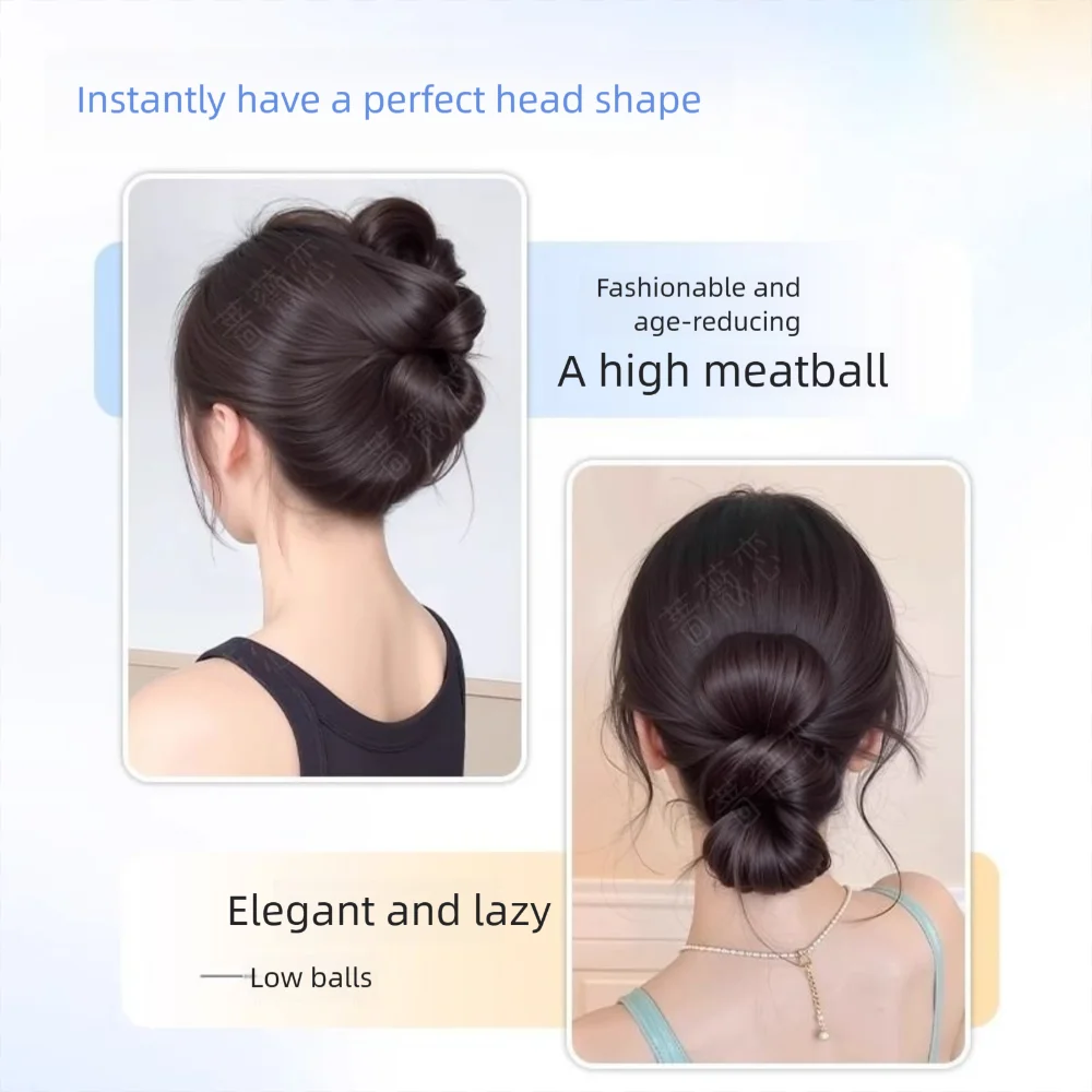 New Synthetic Hair Bun Claw Clip Bowknot Fluffy Bun Head Wig Natural Brown Black Hairpiece Women