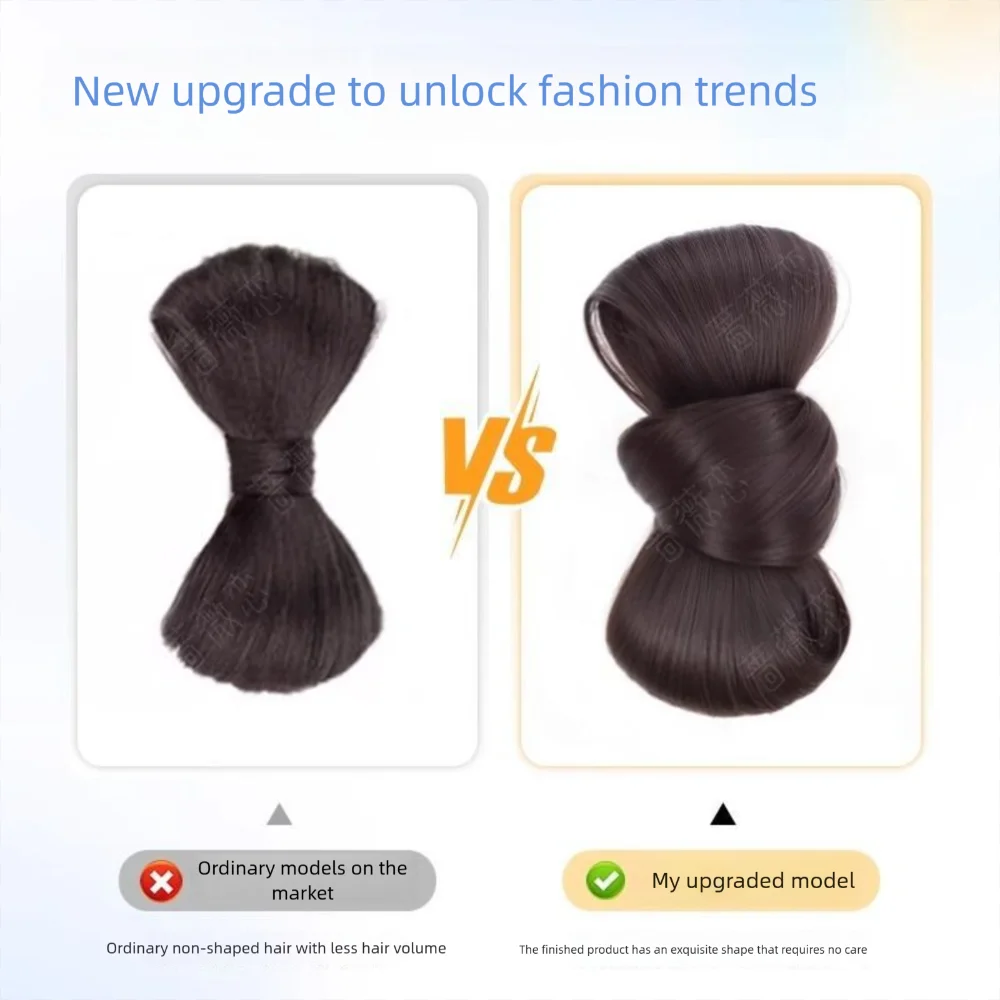 New Synthetic Hair Bun Claw Clip Bowknot Fluffy Bun Head Wig Natural Brown Black Hairpiece Women