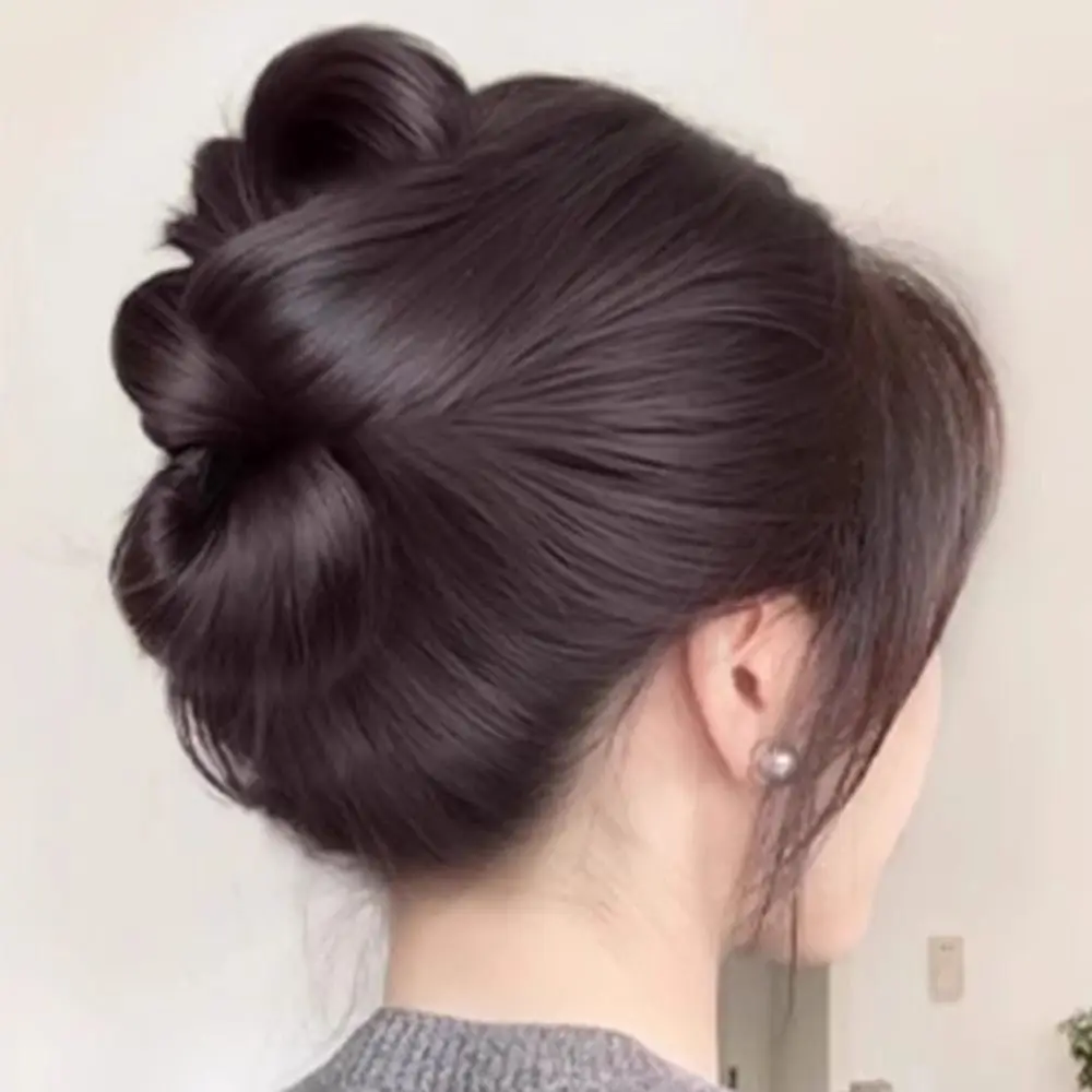 New Synthetic Hair Bun Claw Clip Bowknot Fluffy Bun Head Wig Natural Brown Black Hairpiece Women