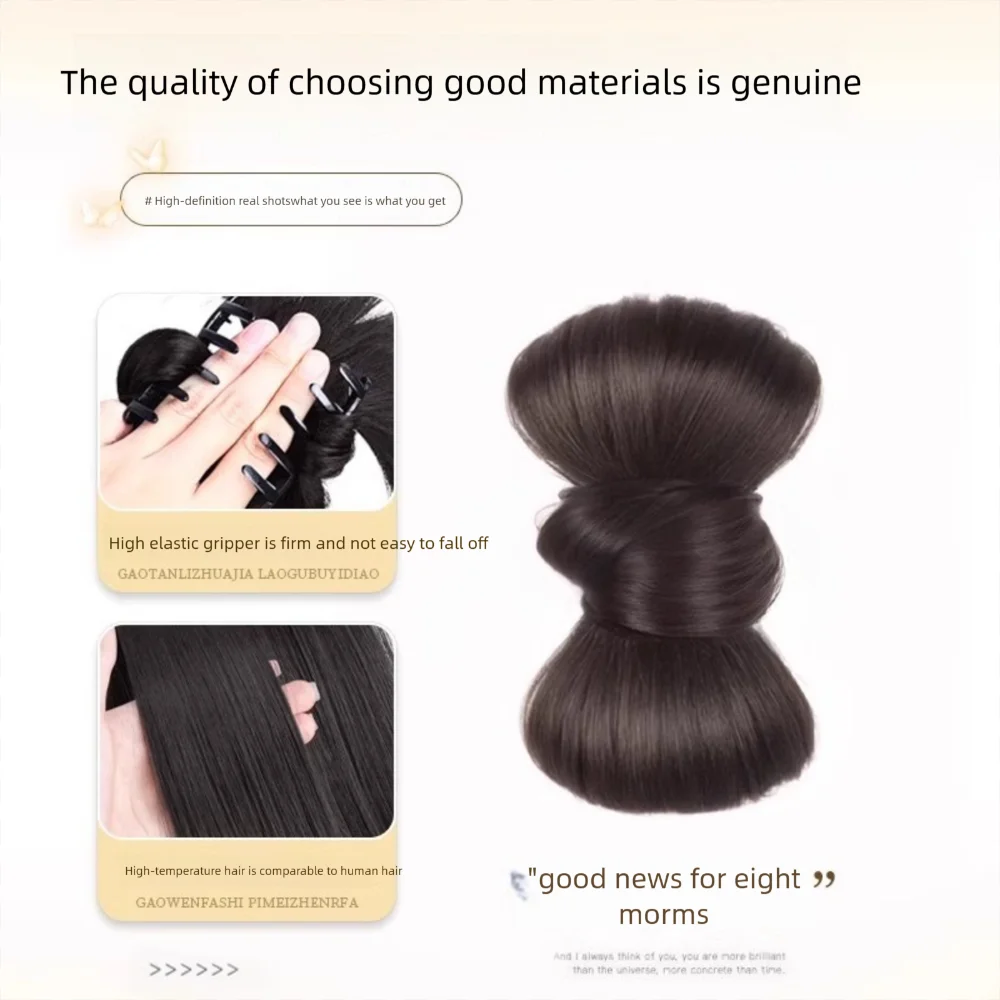 New Synthetic Hair Bun Claw Clip Bowknot Fluffy Bun Head Wig Natural Brown Black Hairpiece Women