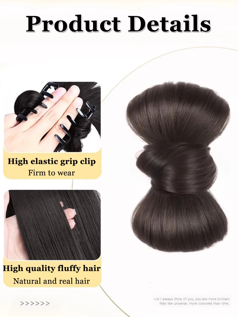 New Synthetic Hair Bun Claw Clip Bowknot Fluffy Bun Head Wig Natural Brown Black Hairpiece Women