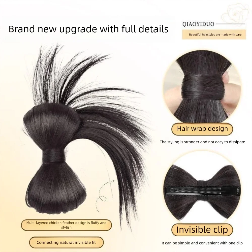 New Synthetic Hair Bun Claw Clip Bowknot Fluffy Bun Head Wig Natural Brown Black Hairpiece Women