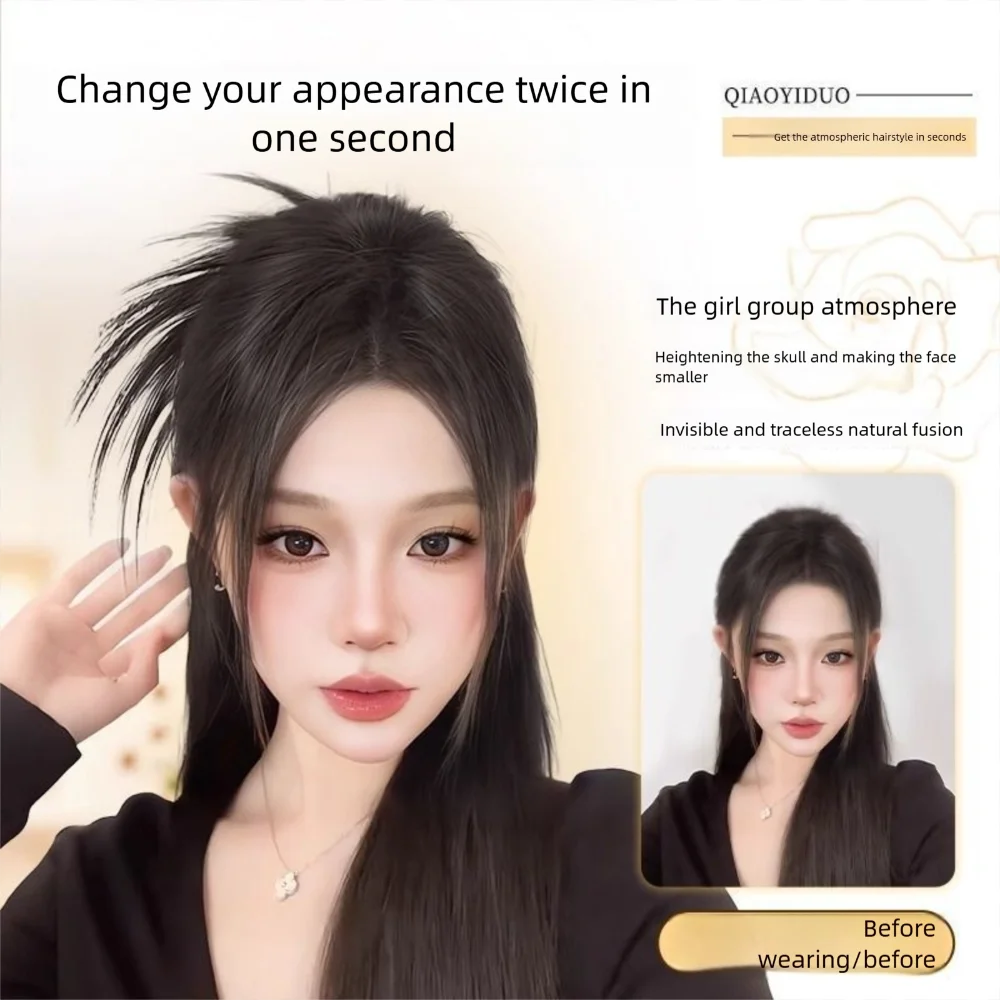New Synthetic Hair Bun Claw Clip Bowknot Fluffy Bun Head Wig Natural Brown Black Hairpiece Women