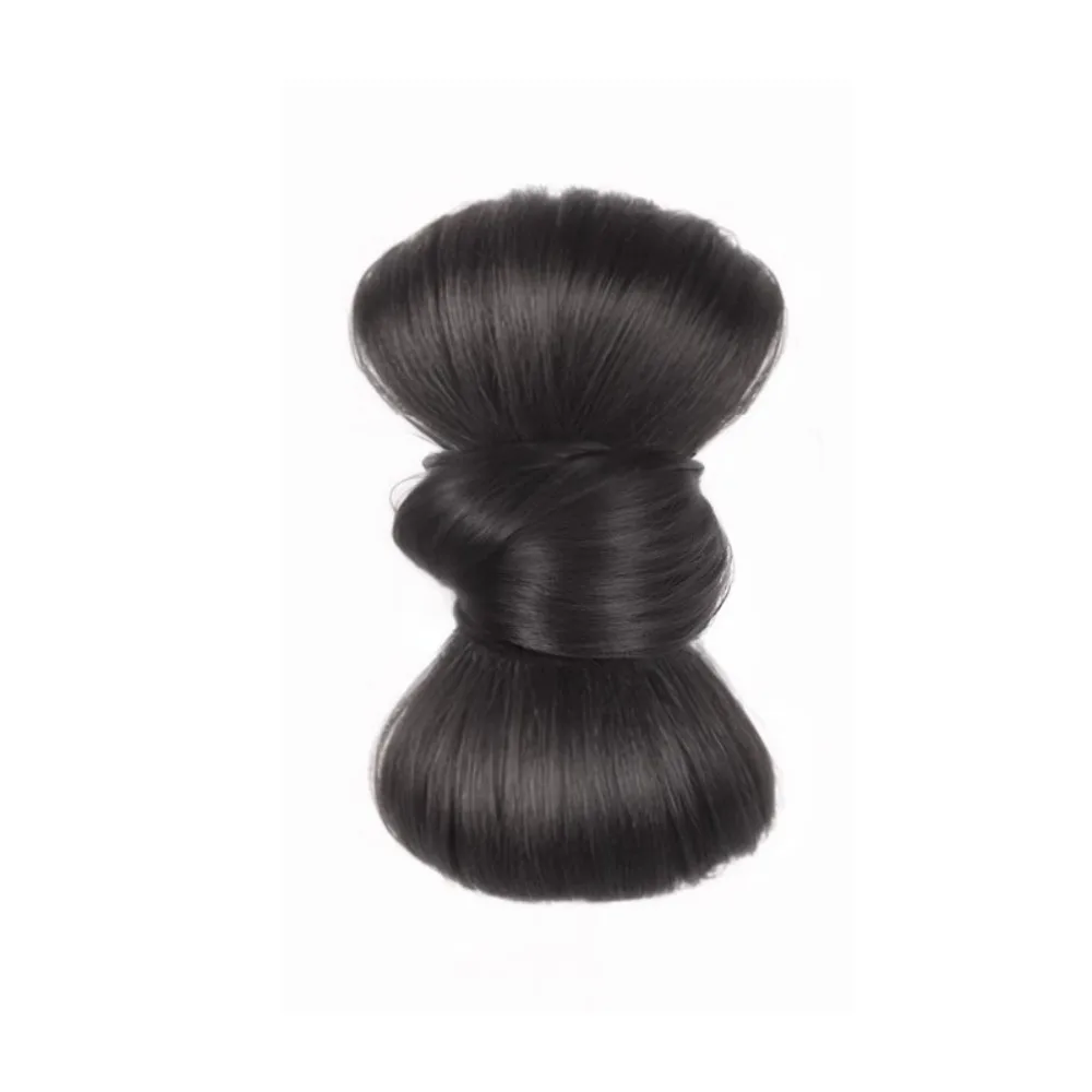 New Synthetic Hair Bun Claw Clip Bowknot Fluffy Bun Head Wig Natural Brown Black Hairpiece Women